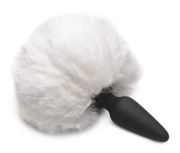 Small Anal Plug with Interchangeable Bunny Tail - White-6