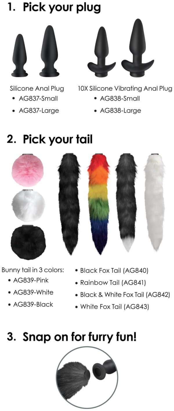 Small Anal Plug with Interchangeable Bunny Tail - White-7