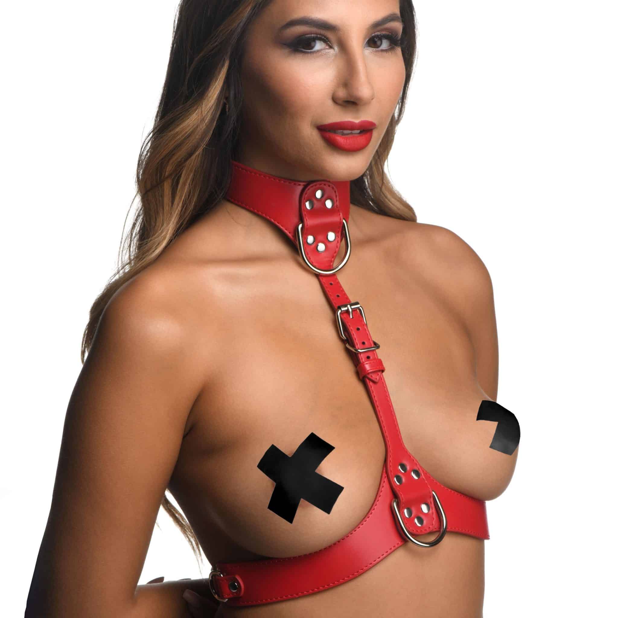 Red Female Chest Harness- Small/Medium-9