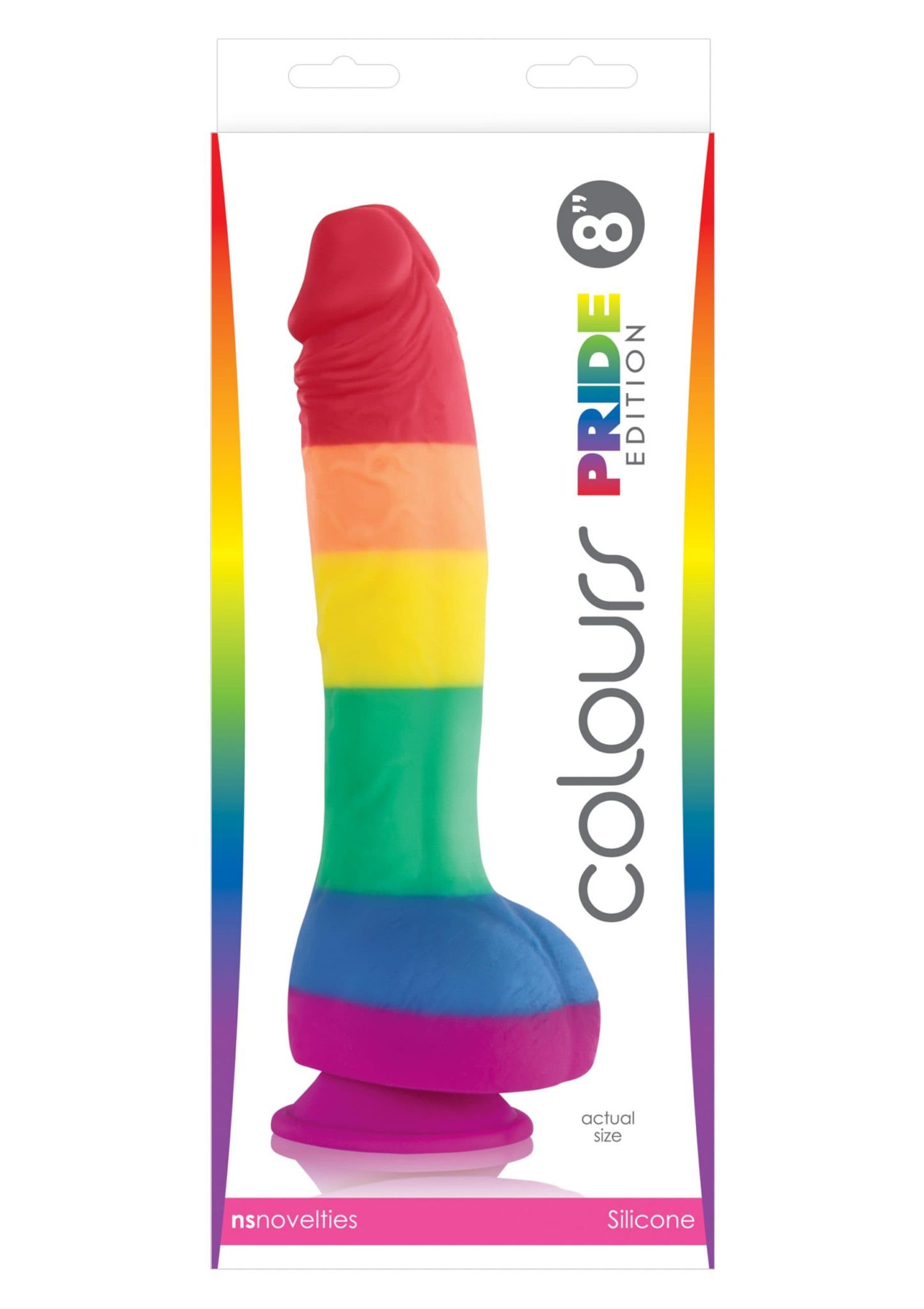 Colours Pride Edition 8 Inch Realistic Silicone Dildo With Balls package