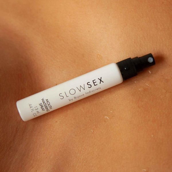 Bijoux Indiscrets Slow Sex Mouthwatering Spray on a blanket