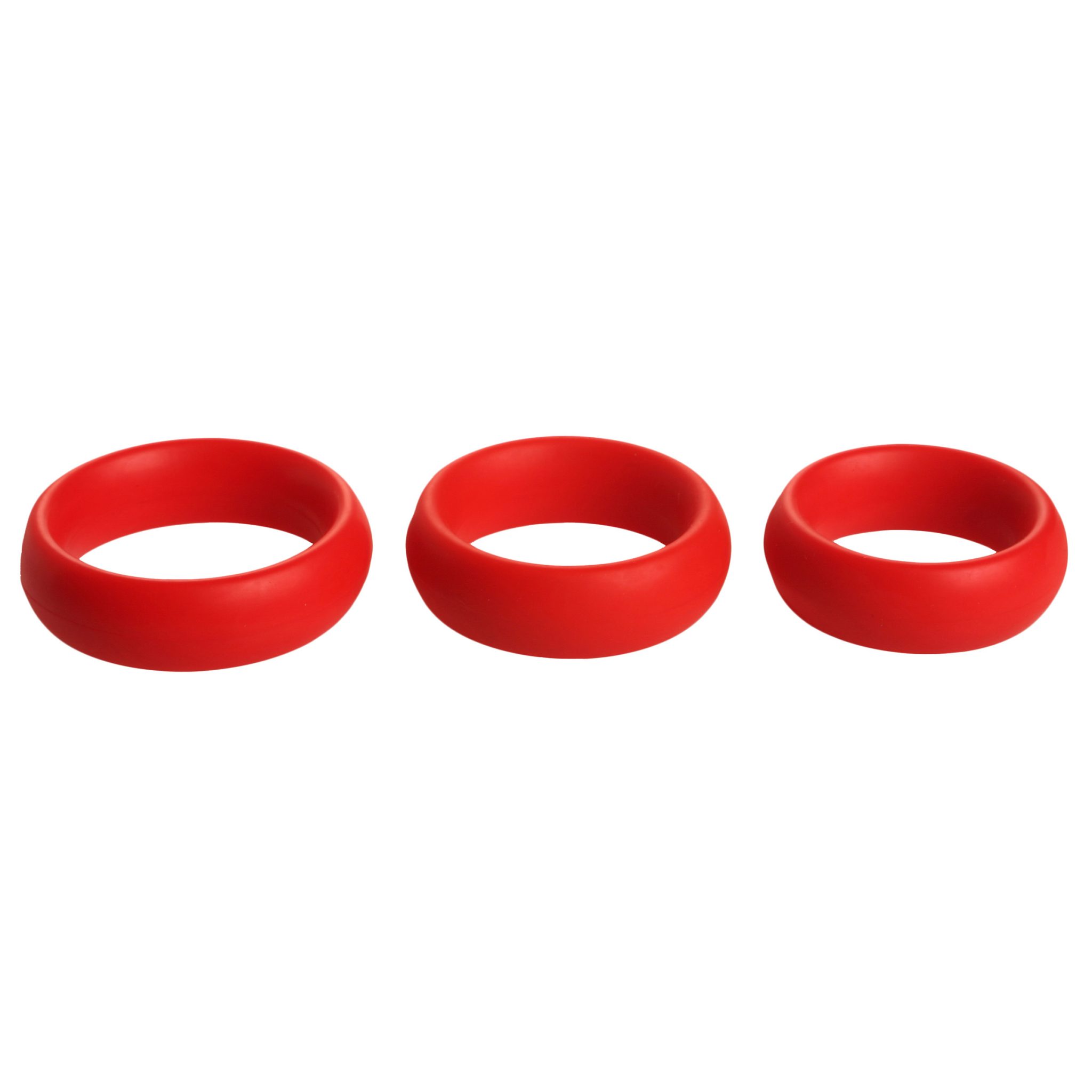 3 Piece Silicone Cock Ring Set – Red