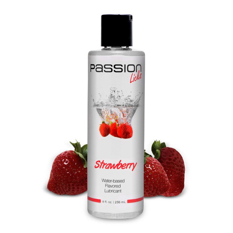 Passion Licks Strawberry Water Based Flavored Lubricant – 8 oz
