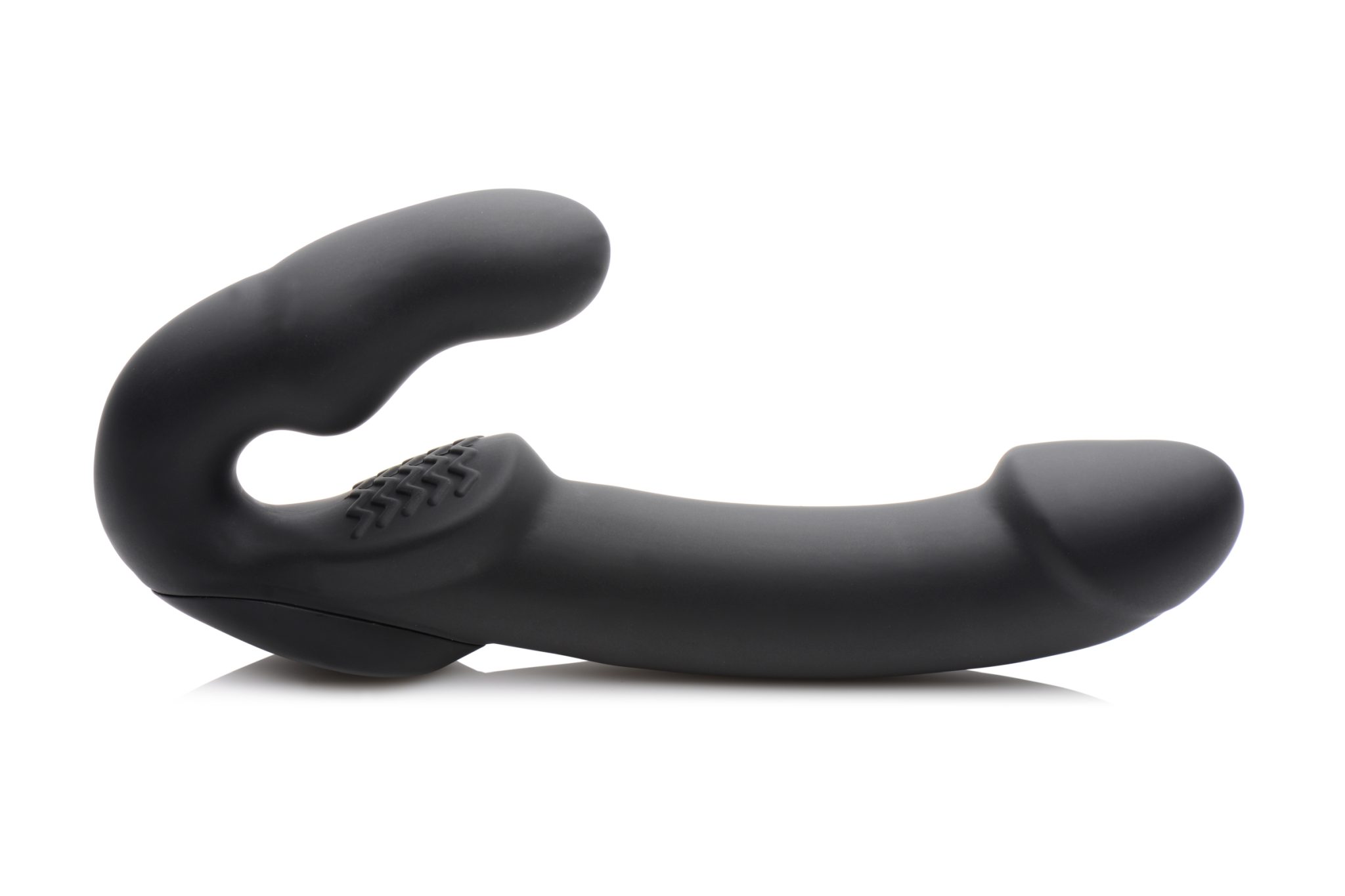 Evoke Rechargeable Vibrating Silicone Strapless Strap On – Black