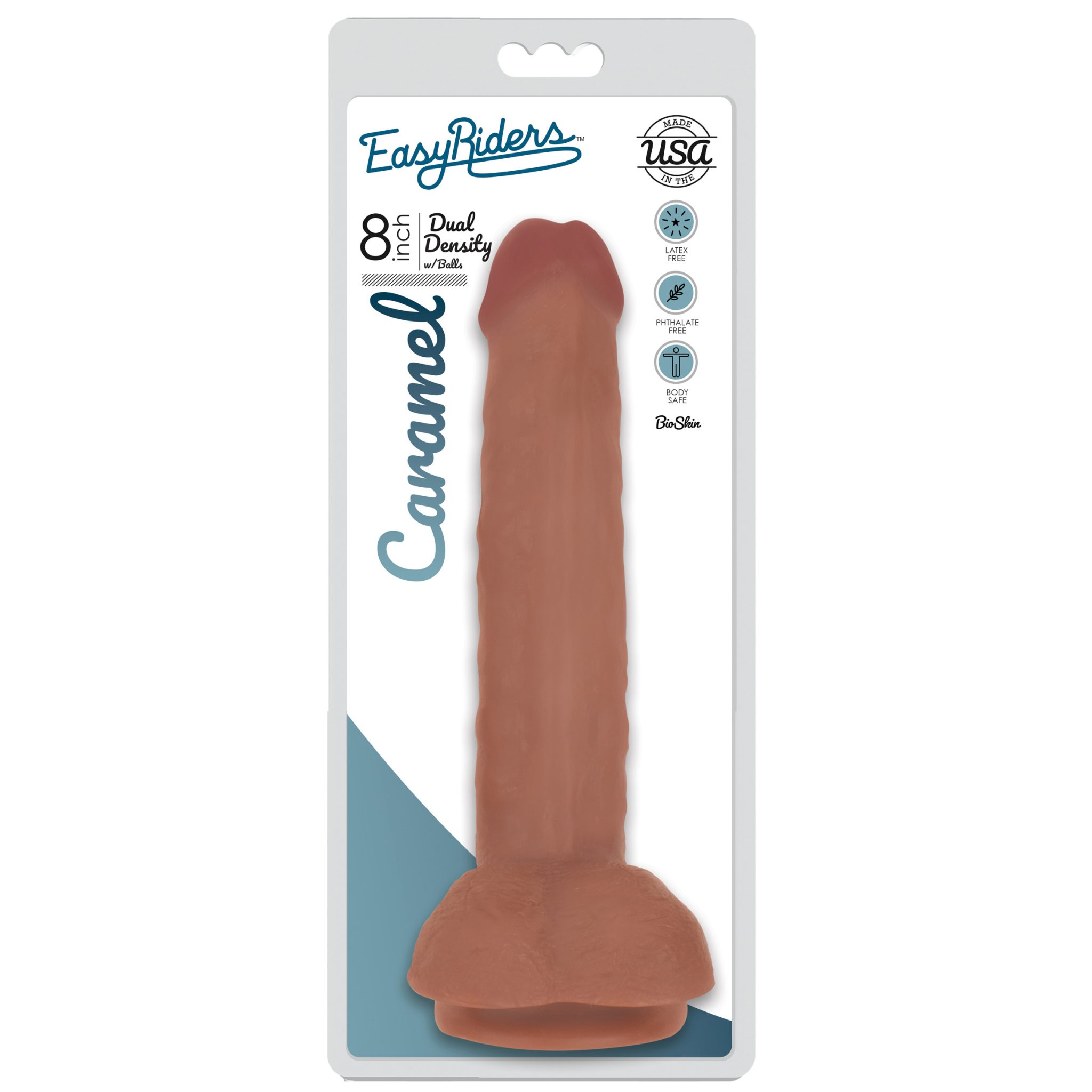 Easy Riders 8 Inch Dual Density Dildo With Balls – Tan