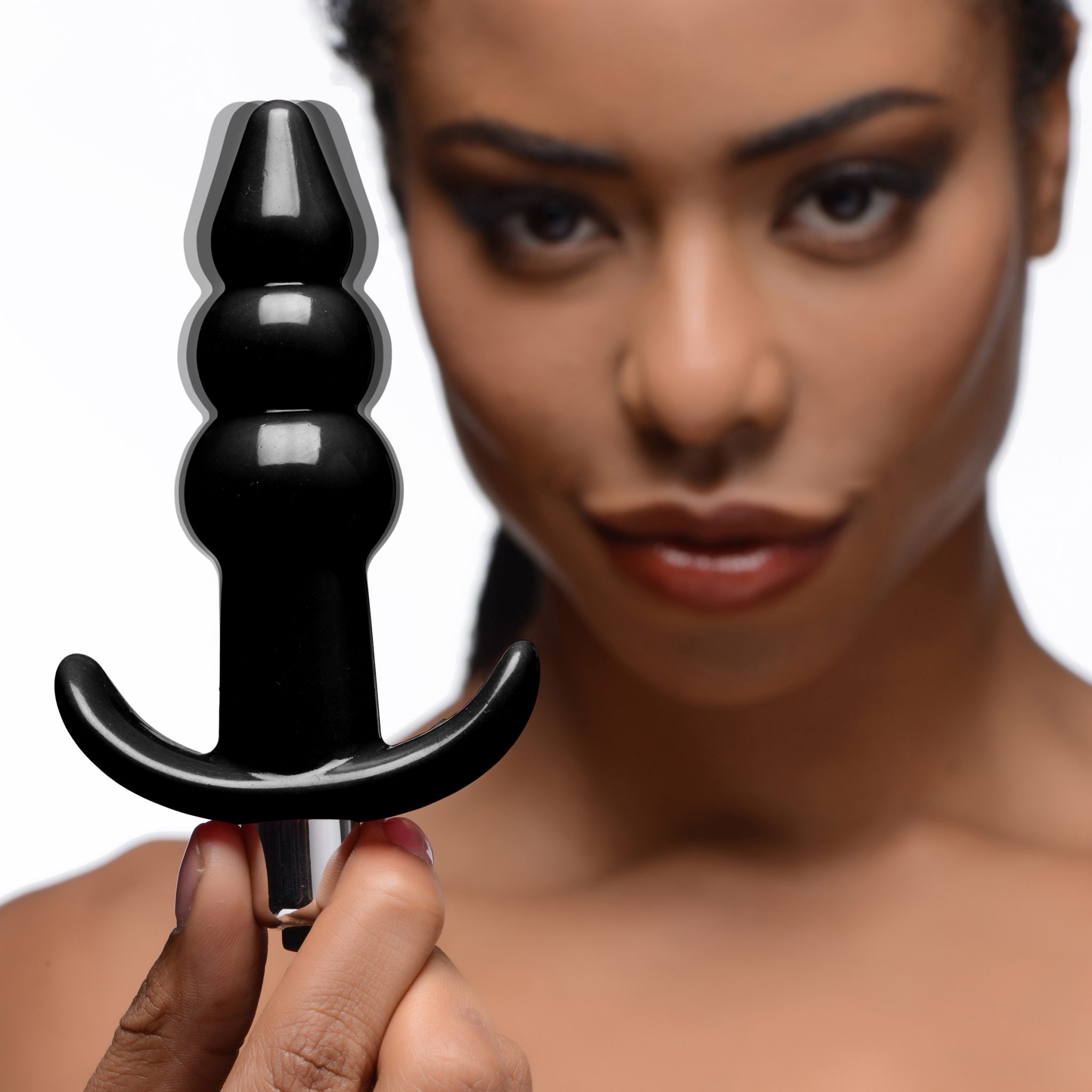 Ribbed Vibrating Butt Plug – Black