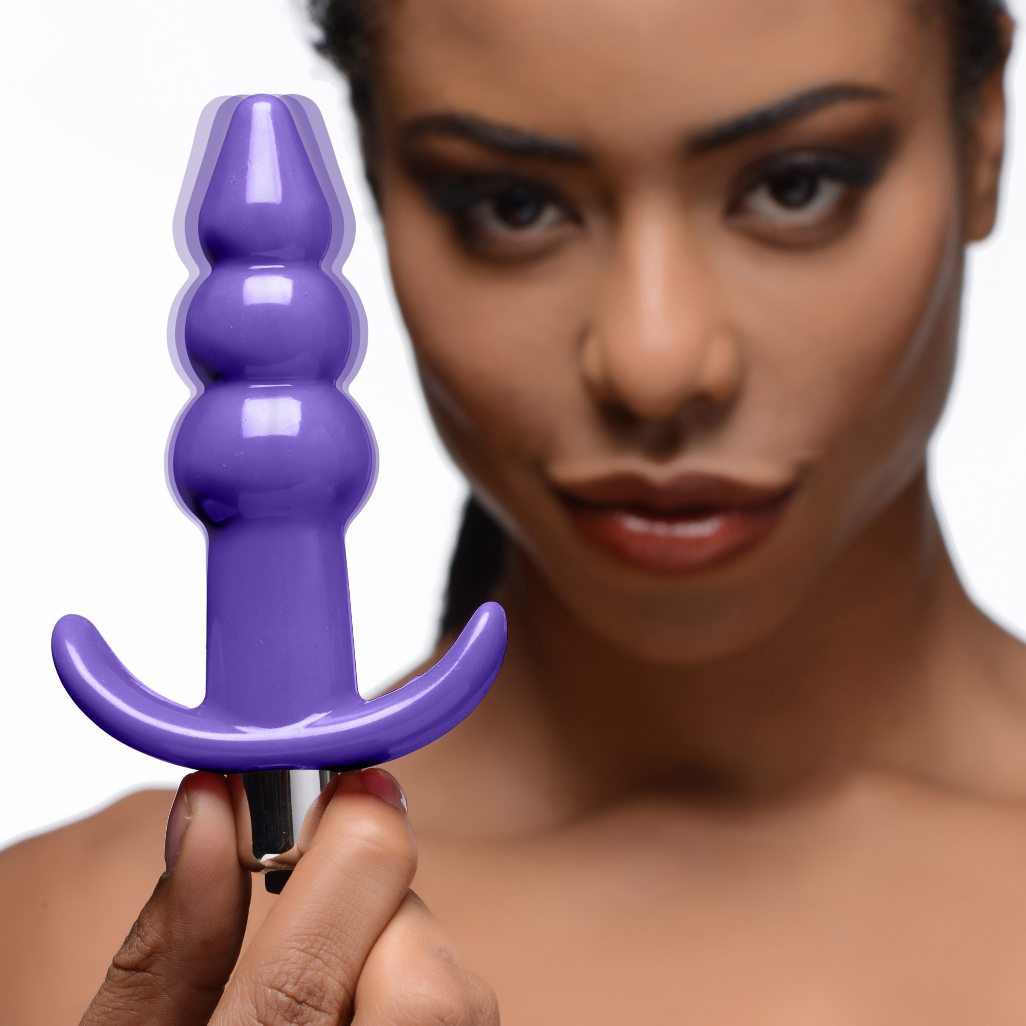 Ribbed Vibrating Butt Plug – Purple