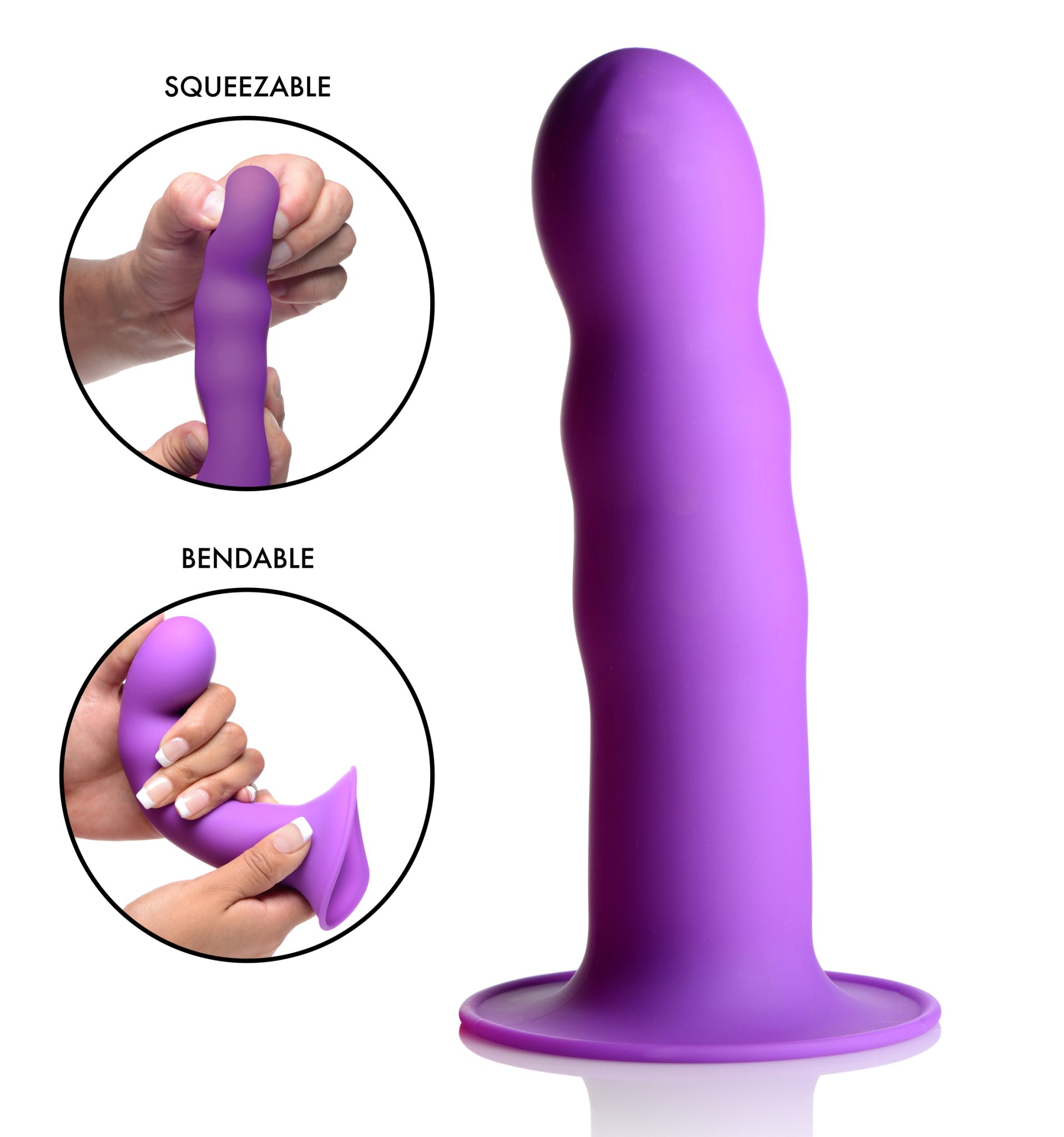 Squeezable Wavy Dildo – Purple
