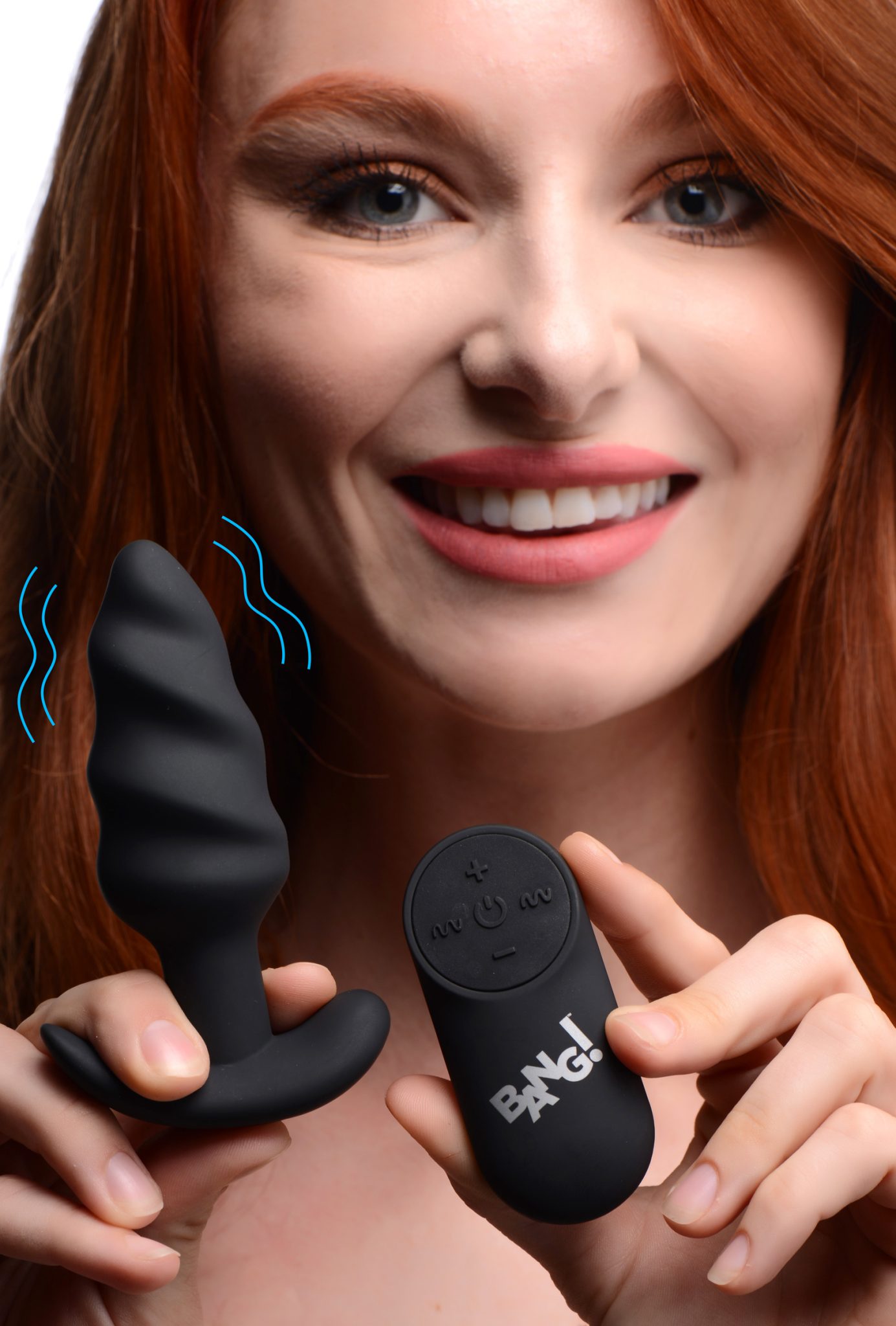 Remote Control 21X Vibrating Silicone Swirl Butt Plug – Black