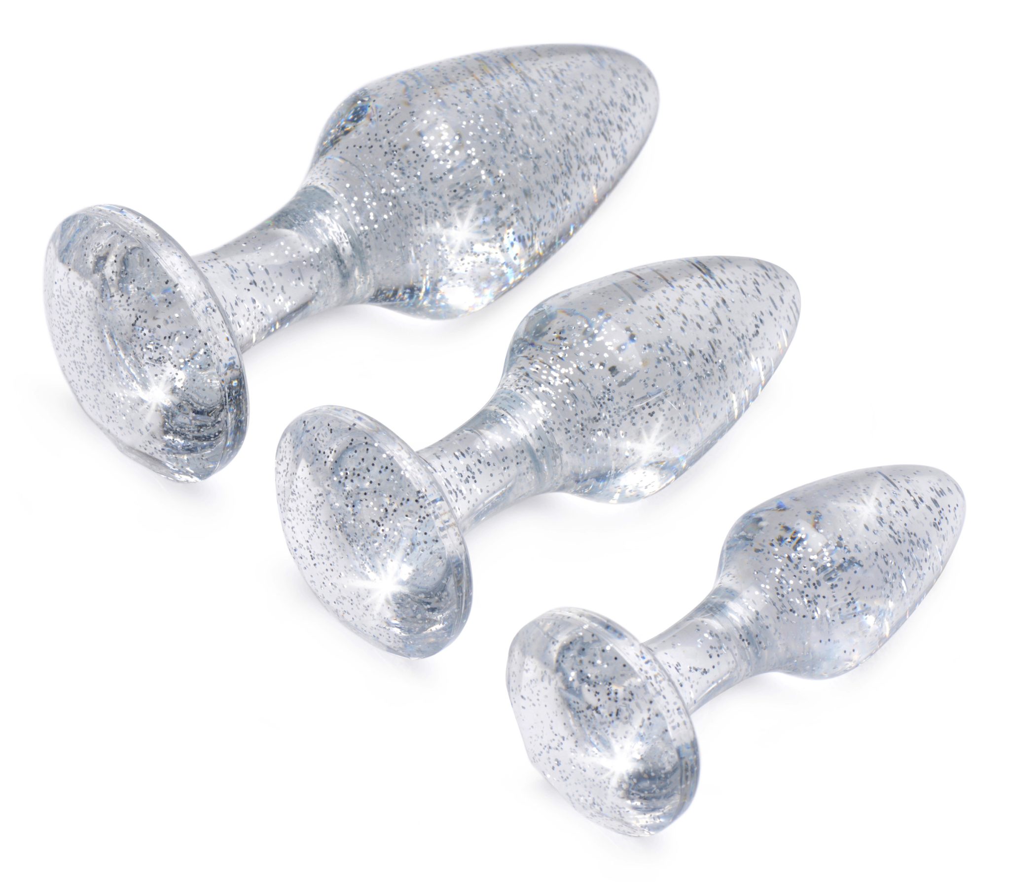 Glitter Gem Anal Plug Set – Silver