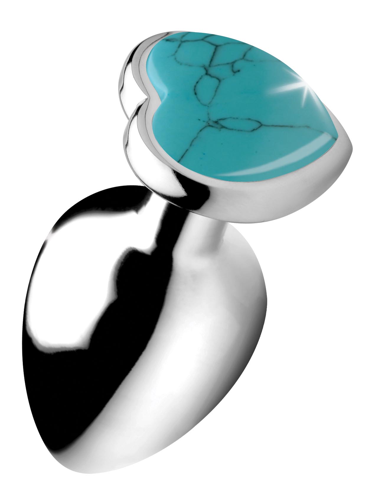 Authentic Turquoise Gemstone Heart Anal Plug – Large