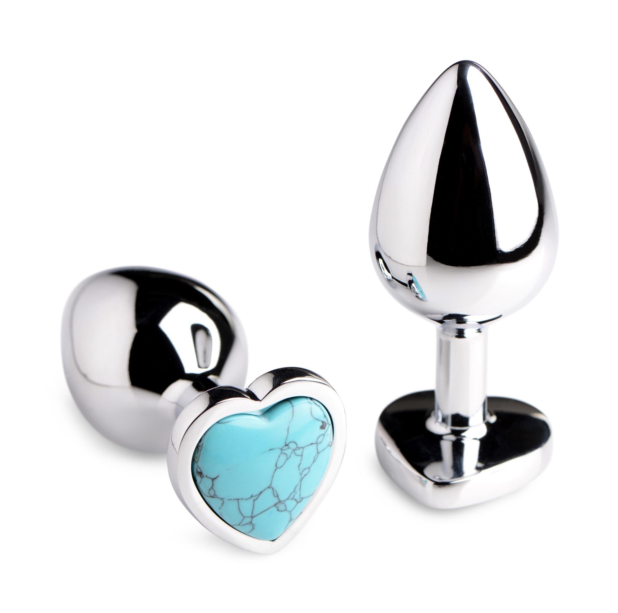 Authentic Turquoise Gemstone Heart Anal Plug – Small