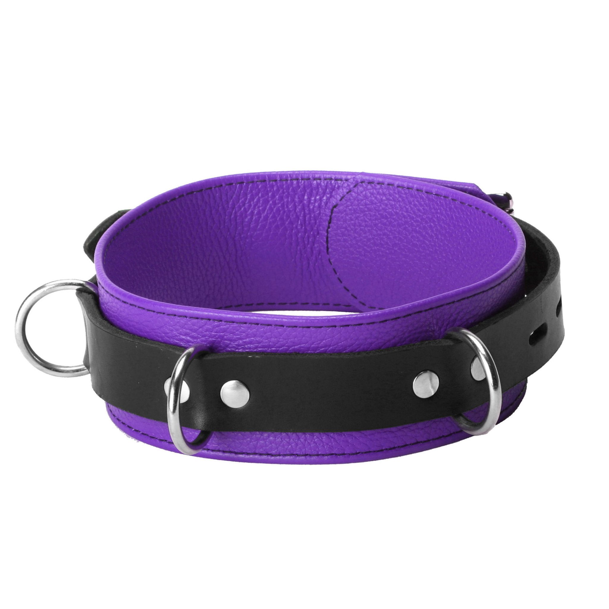 Strict Leather Deluxe Locking Collar – Purple and Black