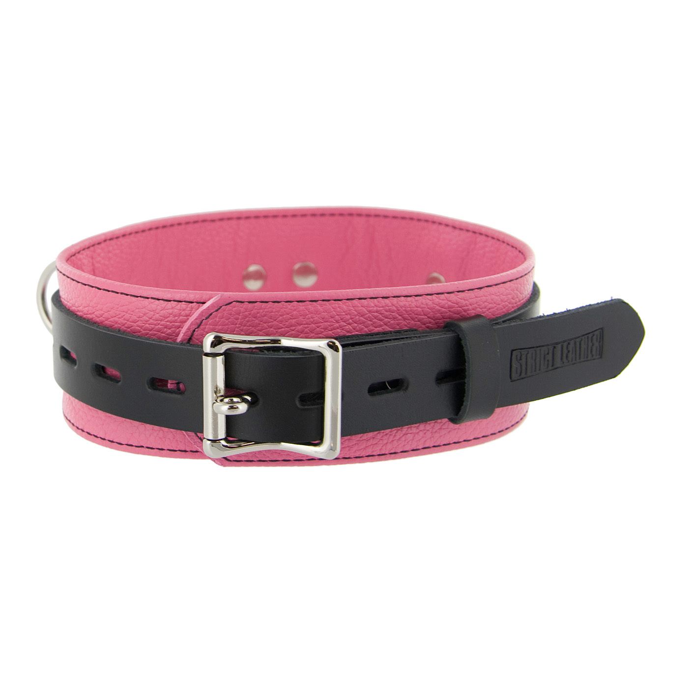 Strict Leather Deluxe Locking Collar – Pink and Black