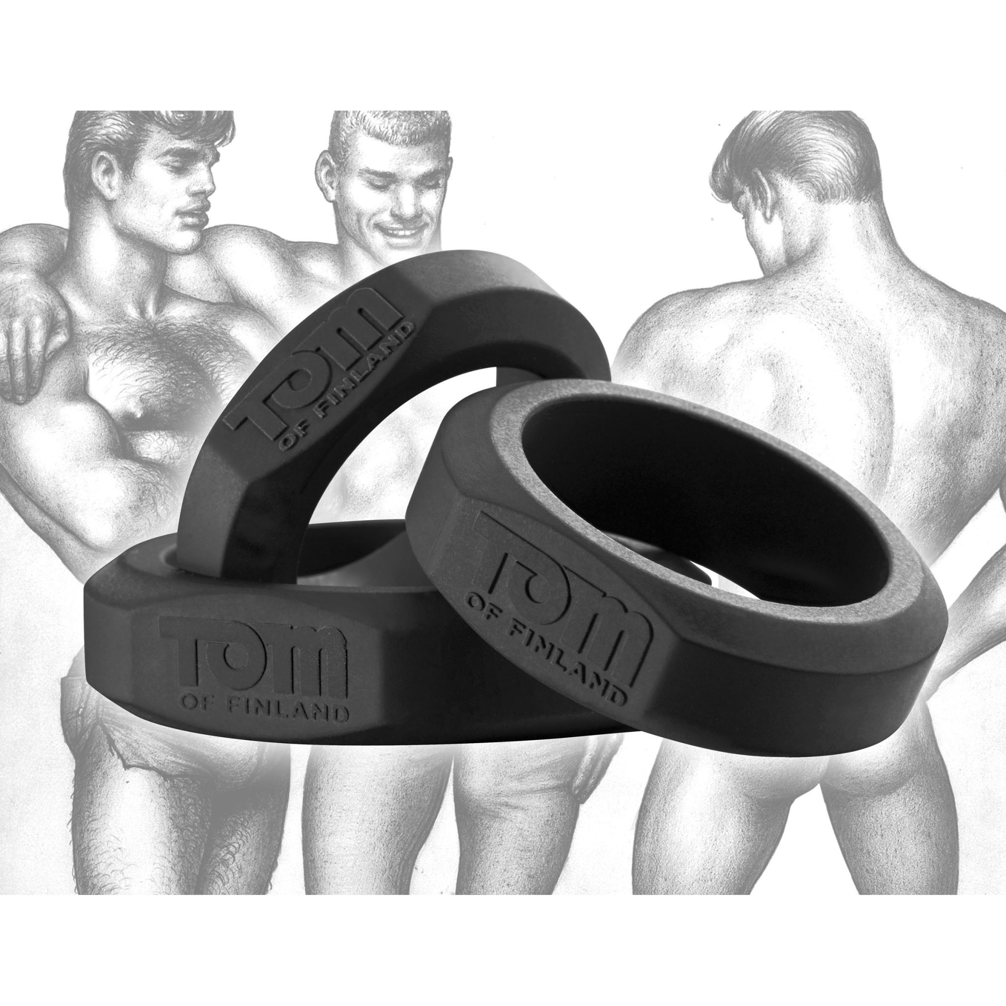 Tom of Finland 3 Piece Silicone Cock Ring Set – Black