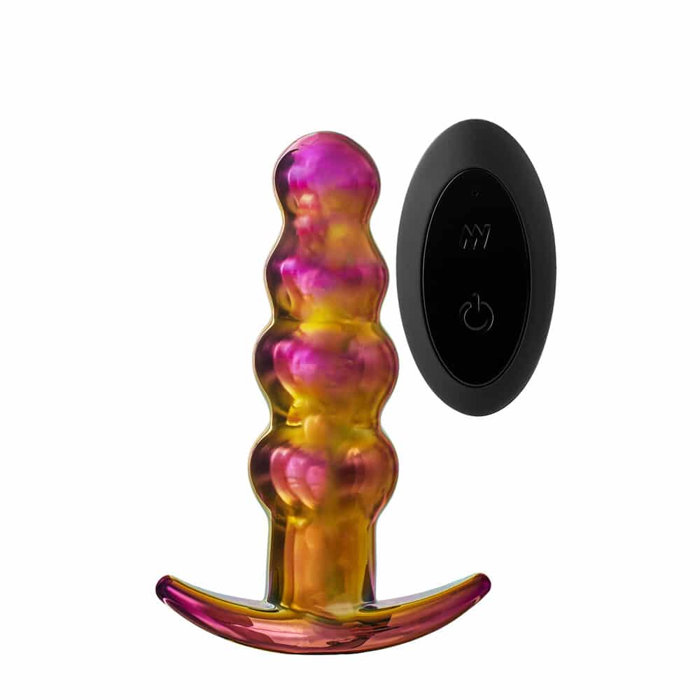Glamour Glass Remote Control Beaded Butt Plug-8