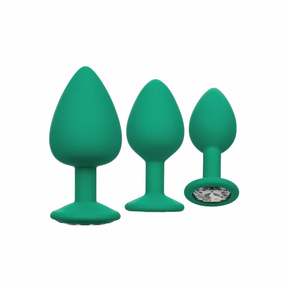 Cheeky Gems Butt Plugs 3 Piece Set Green-7