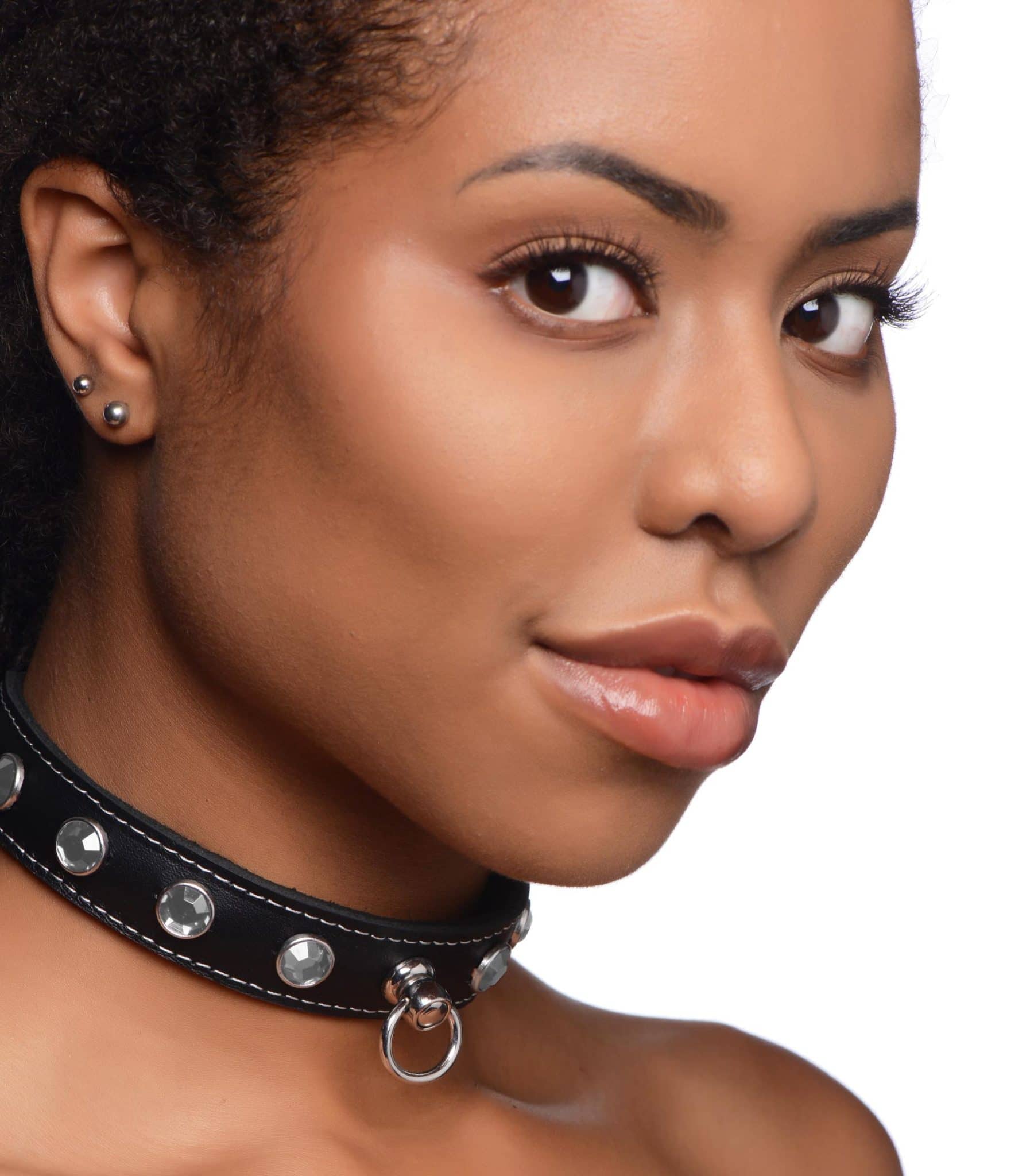 Bling Vixen Leather Choker with Rhinestones - Clear-9