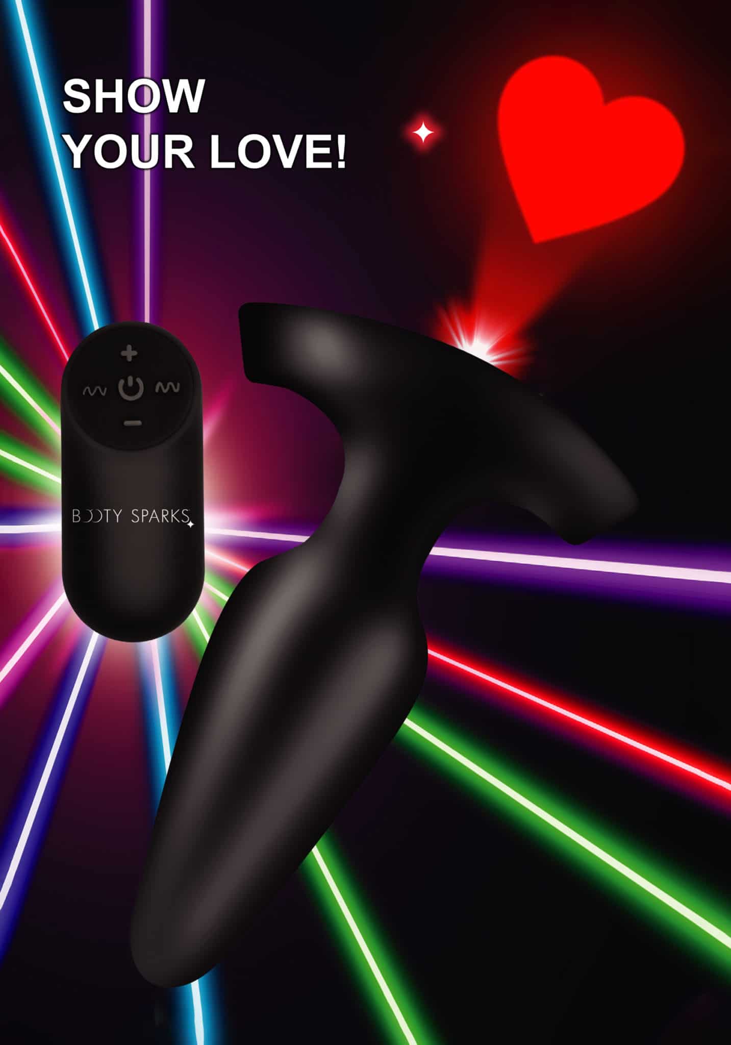 28X Laser Heart Silicone Anal Plug with Remote – Small