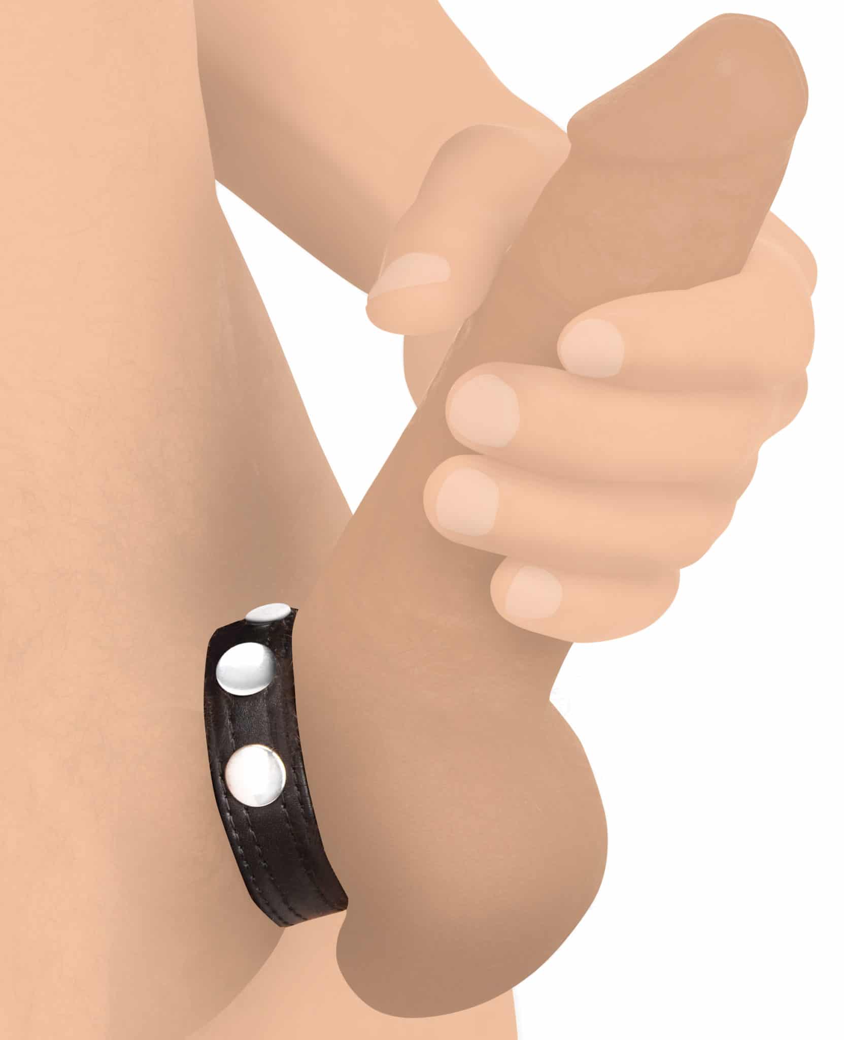 Leather Speed Snap Cock Ring - Black-2
