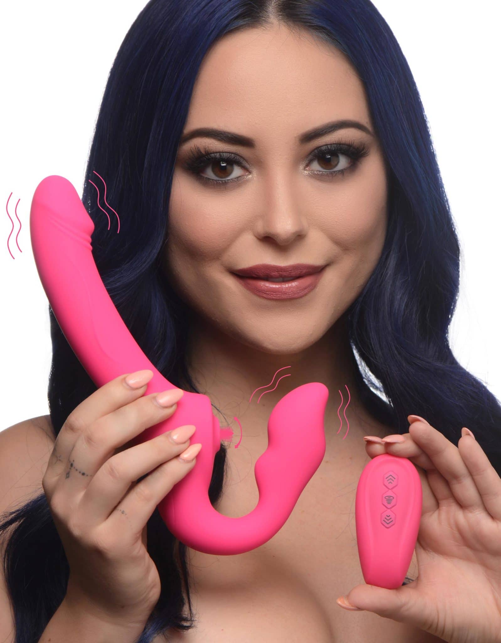 Licking and Vibrating Strapless Strap-On with Remote Control-5