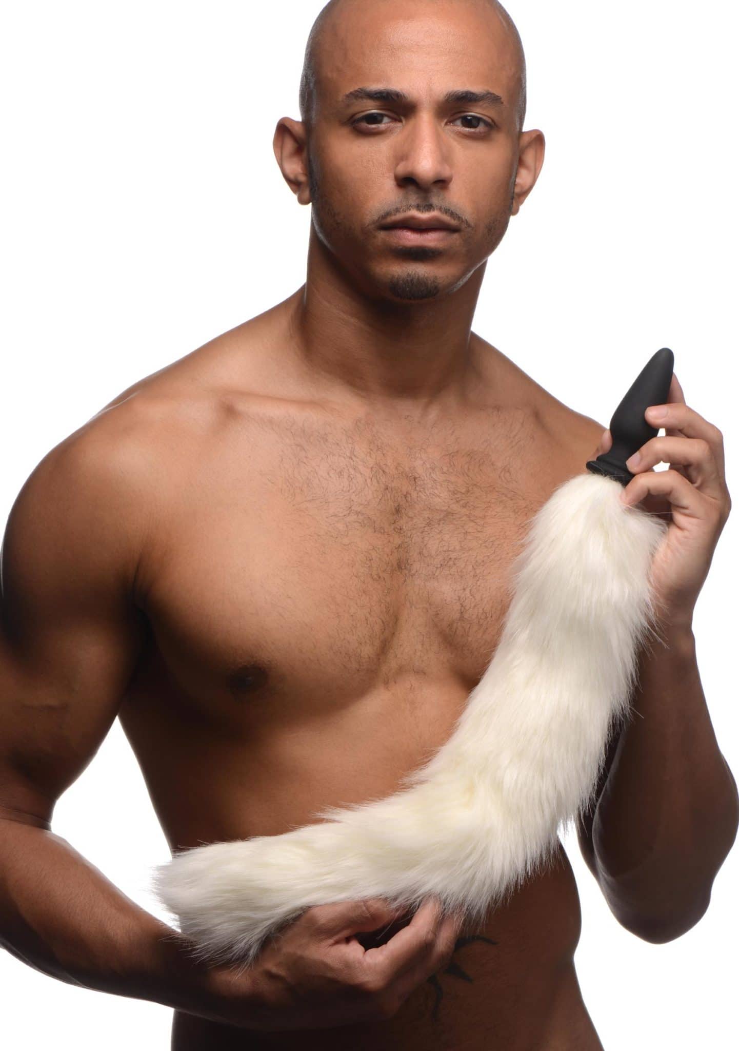 Small Anal Plug with Interchangeable Fox Tail – White