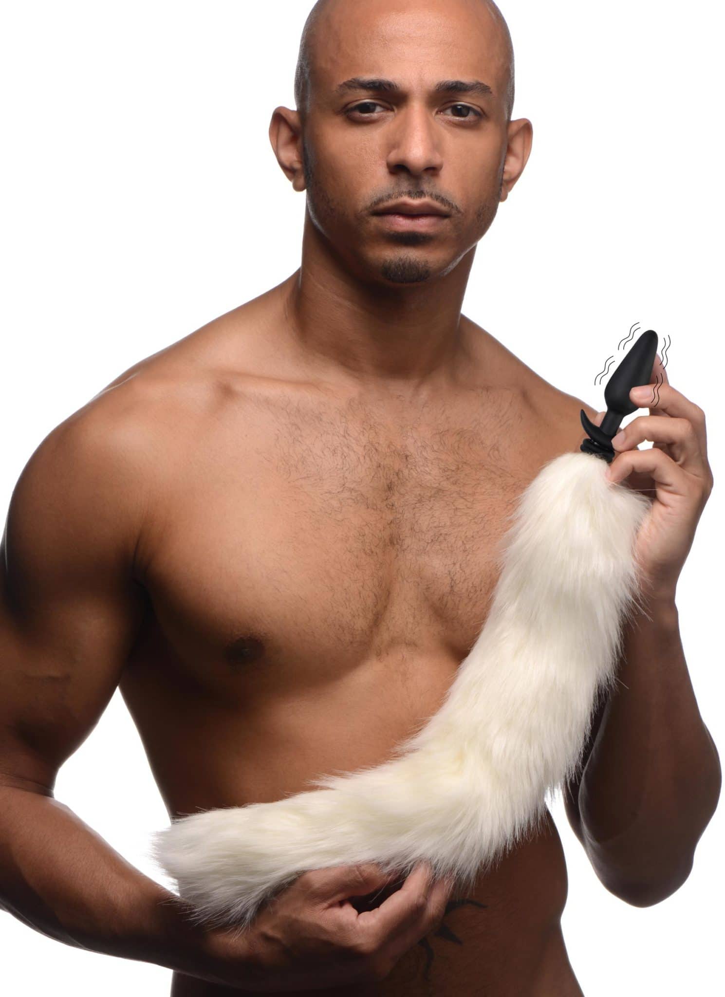 Small Vibrating Anal Plug with Interchangeable Fox Tail – White