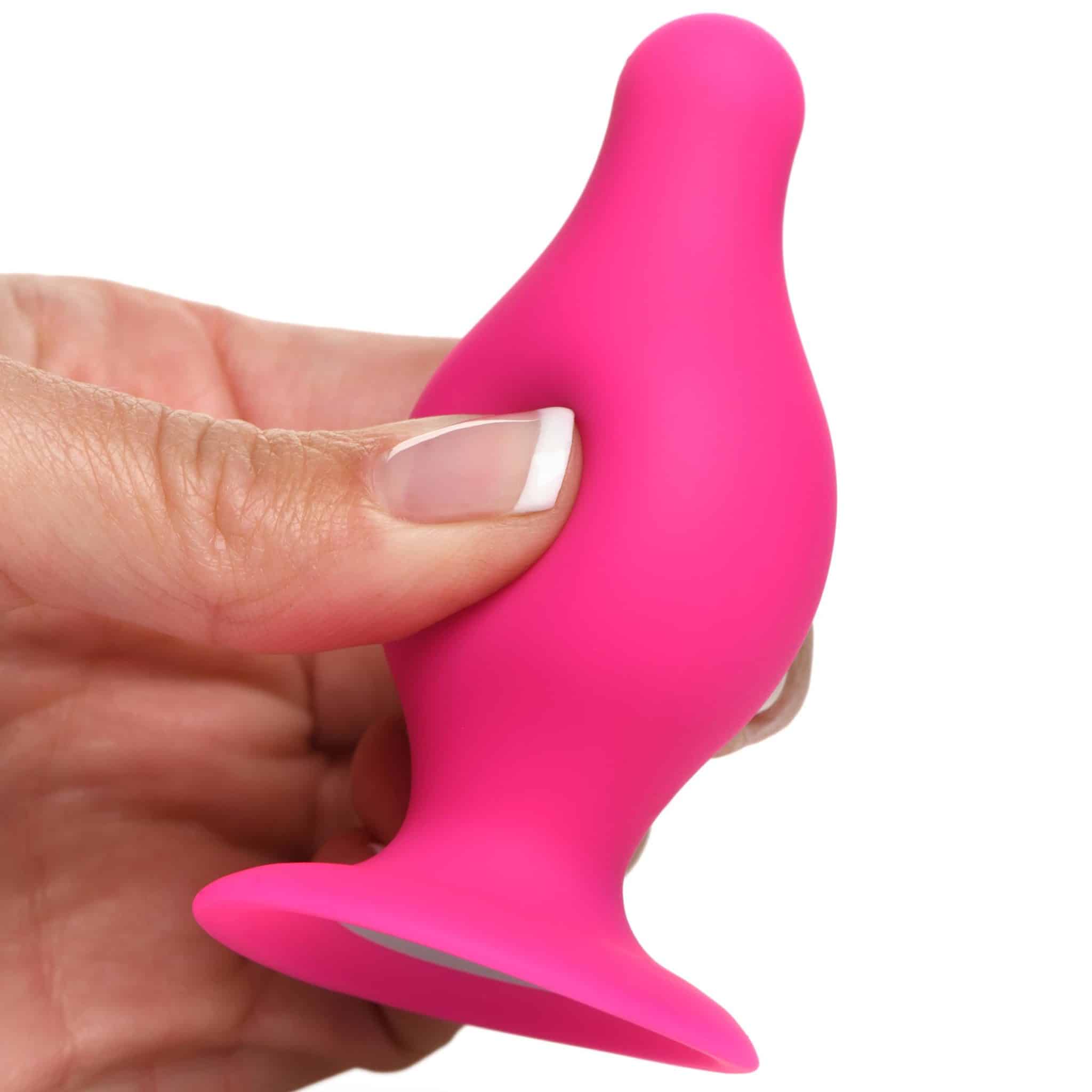 Squeezable Tapered Small Anal Plug - Pink-5