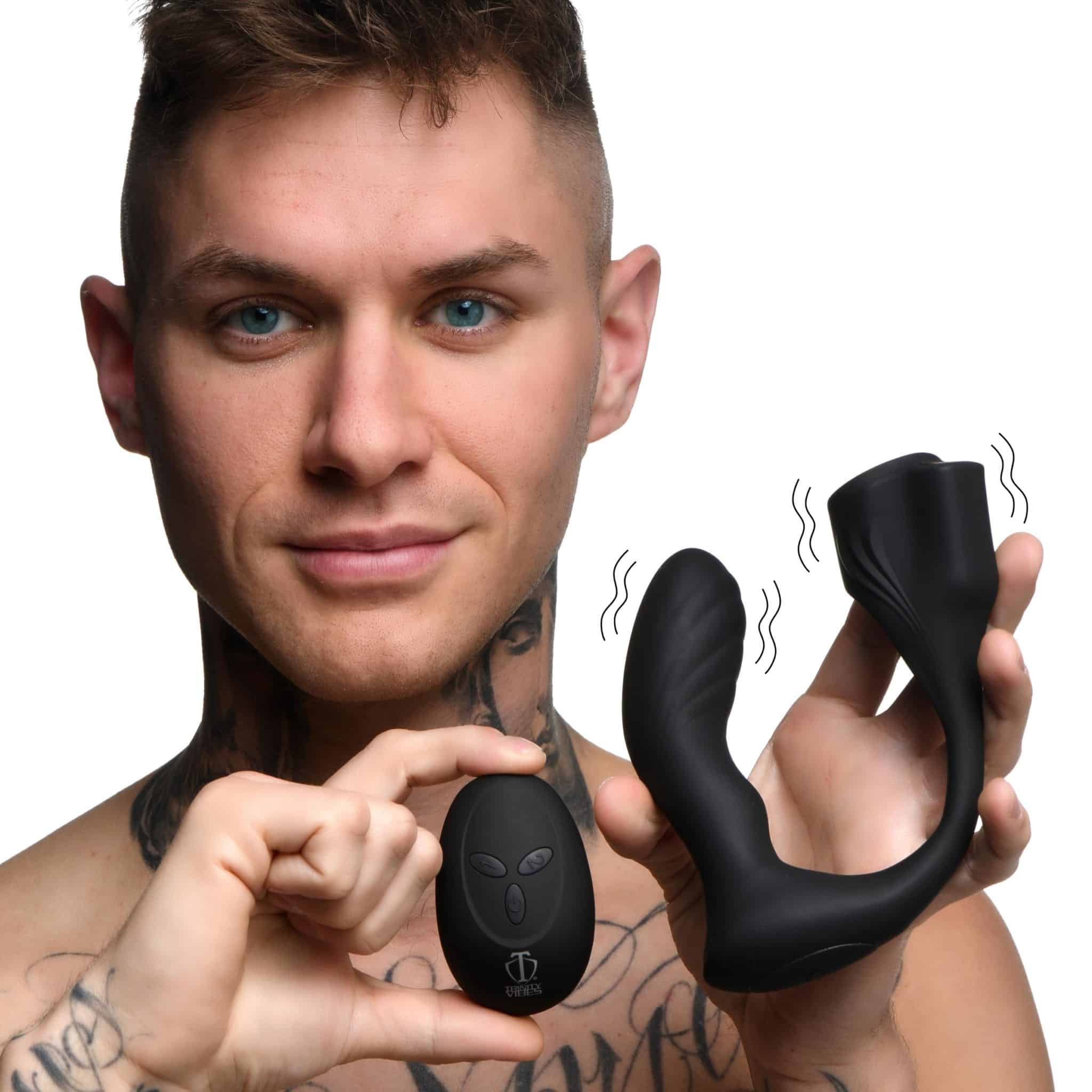 7X Silicone Prostate Plug with Ball Stretcher and Remote-4
