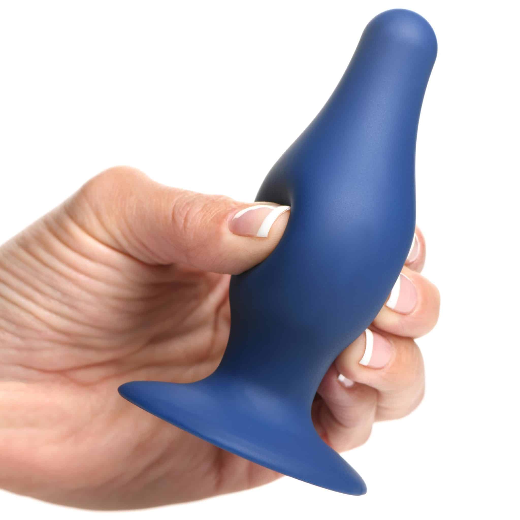 Squeezable Tapered Large Anal Plug - Blue-7