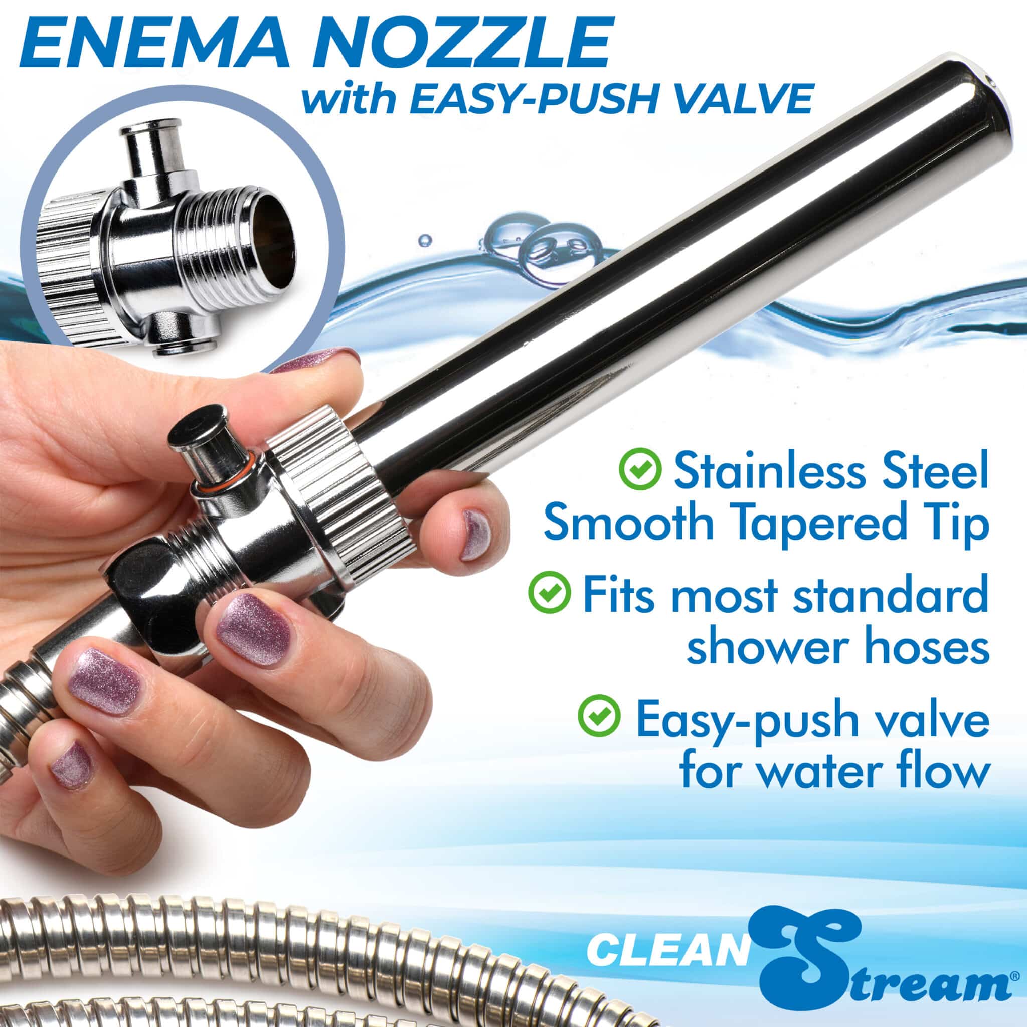 Enema Nozzle with Easy Push Valve