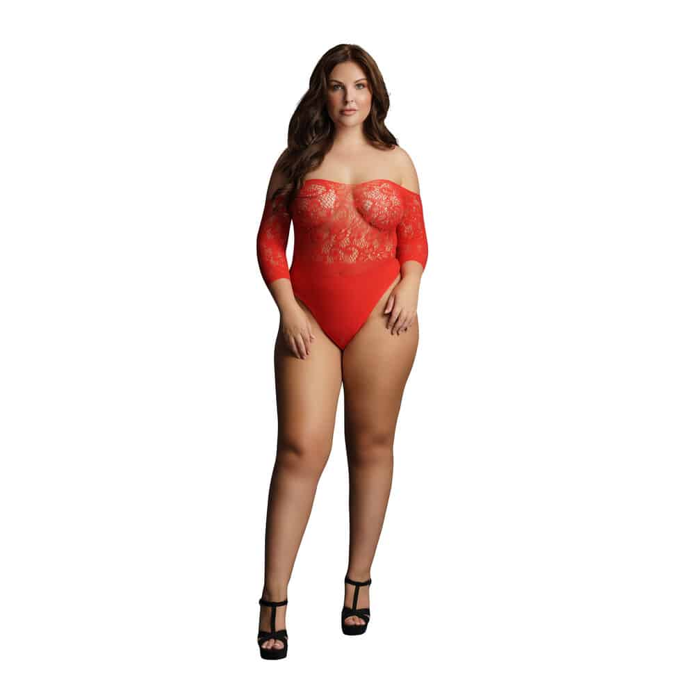Le Desir Crotchless Rhinestone Teddy Red UK 14 to 20-6