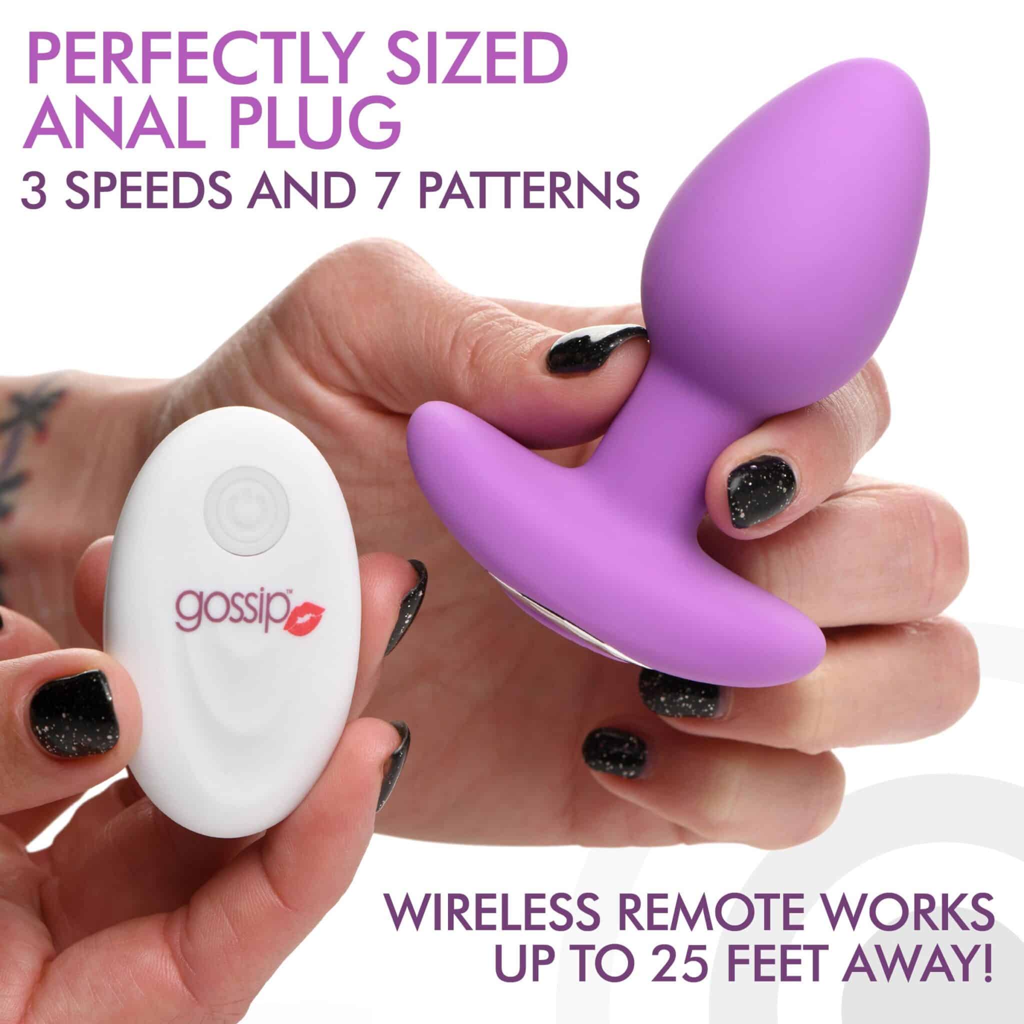 10X Pop Rocker Vibrating Silicone Plug with Remote – Violet