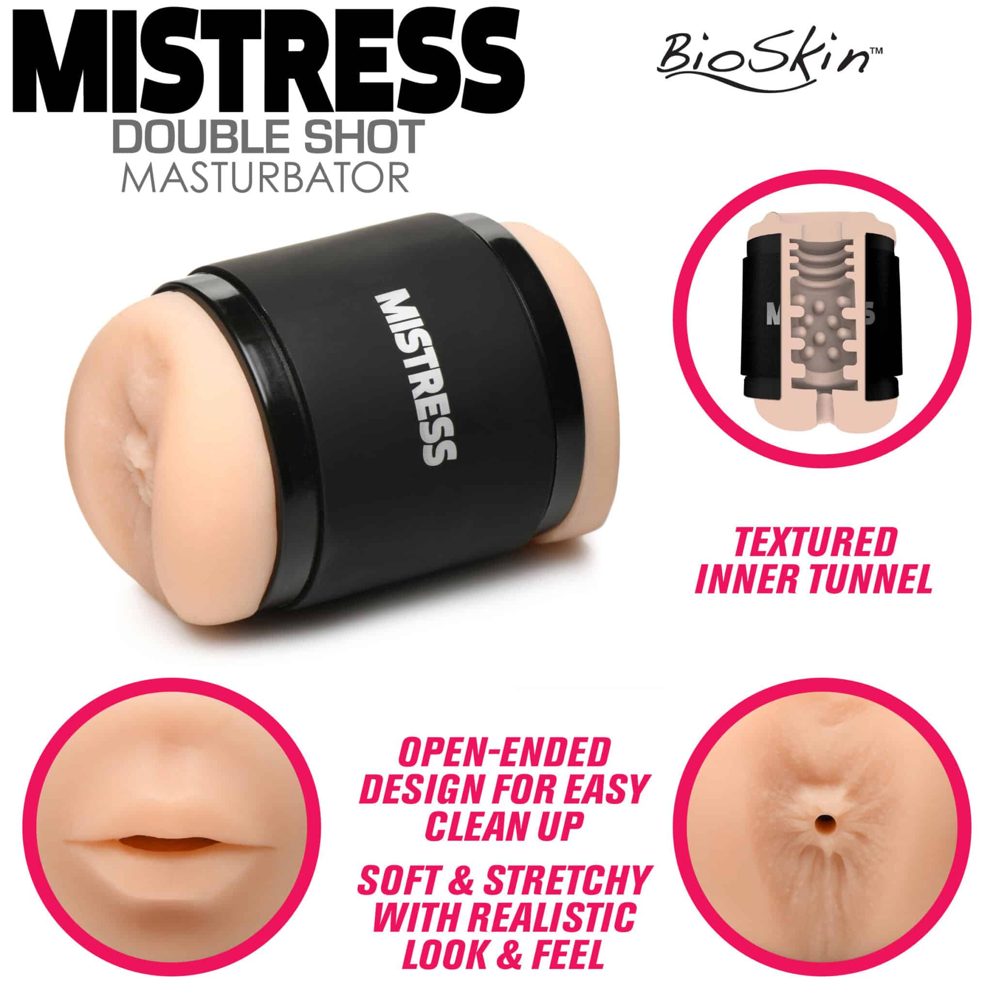 Double Shot Mouth and Ass Stroker – Light