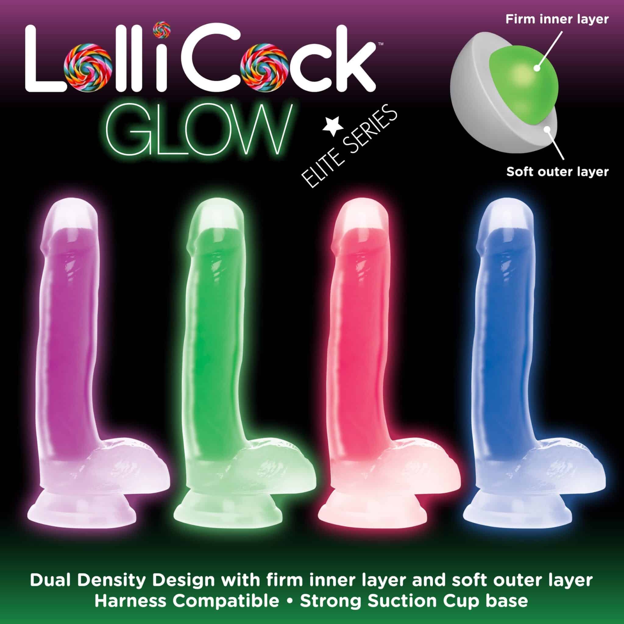 7 Inch Glow-in-the-Dark Silicone Dildo with Balls – Green
