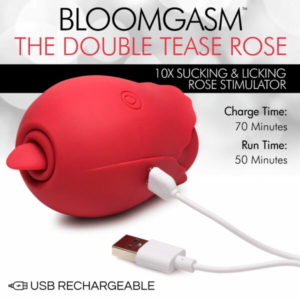The Double Tease Rose 10X Sucking and Licking Silicone Stimulator-9
