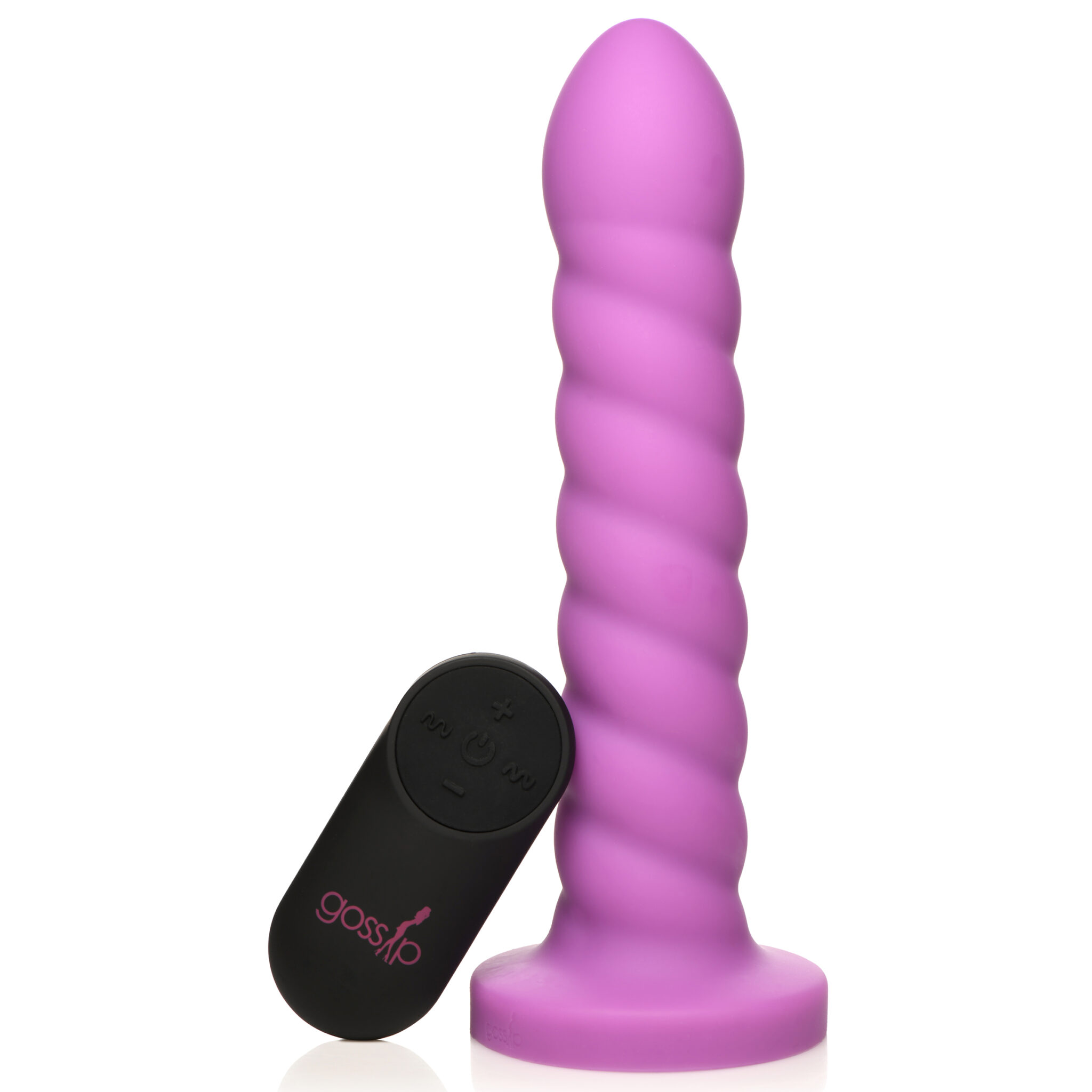 21X Soft Swirl Silicone Rechargeable Vibrator with Control - Violet-1