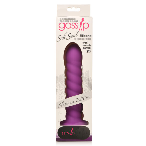 21X Soft Swirl Silicone Rechargeable Vibrator with Control - Violet-8