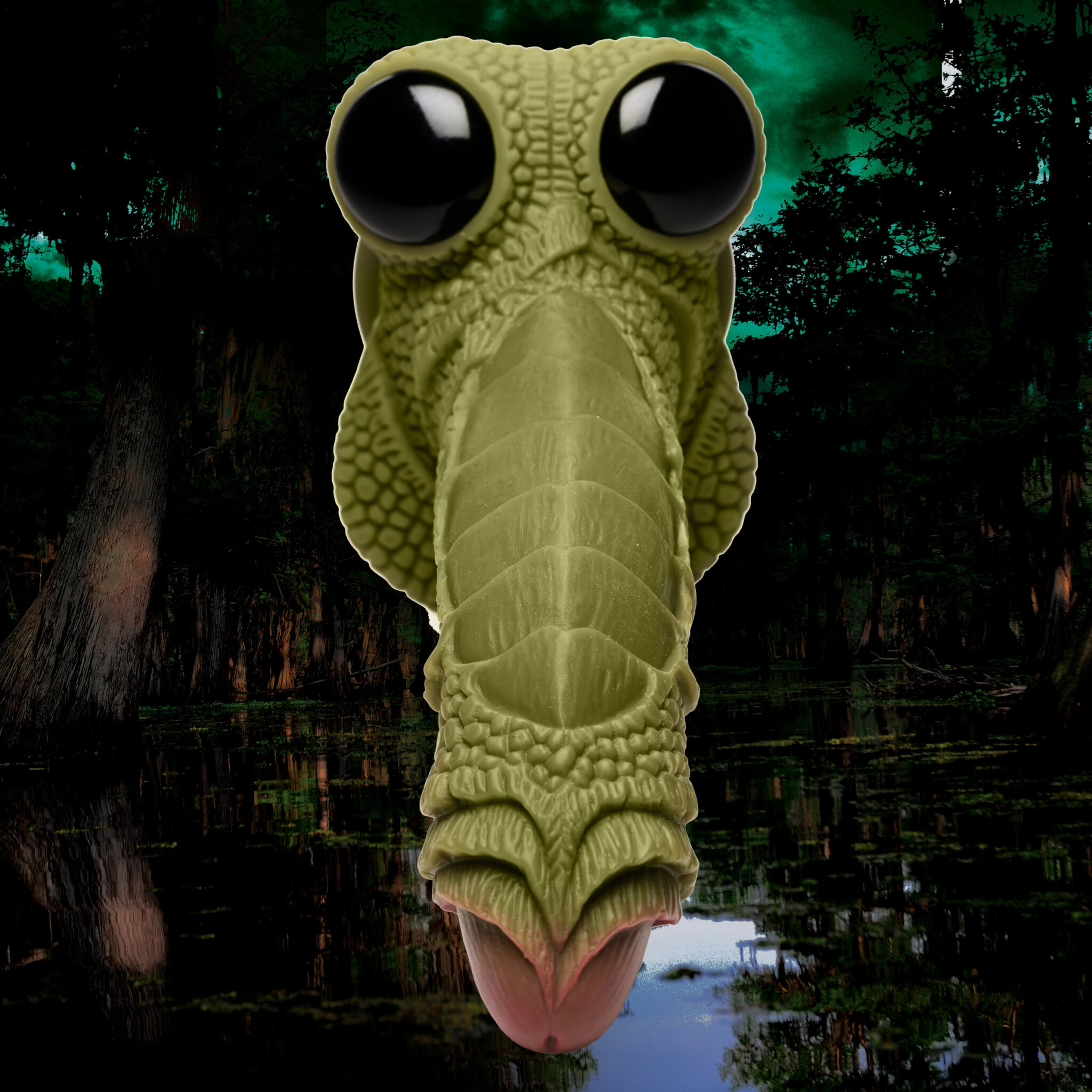 Swamp Monster Green Scaly Silicone Dildo-10