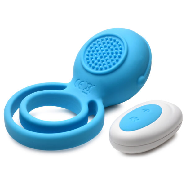 Love Loops 10X Silicone Cock Ring with Remote - Blue-5