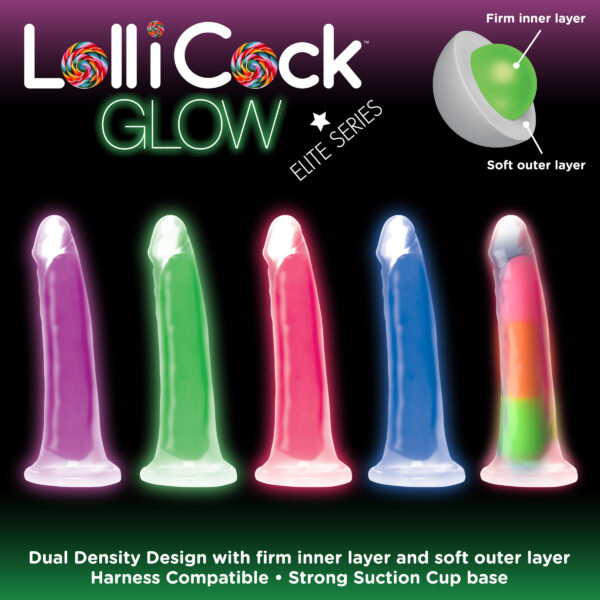 7 Inch Glow-in-the-Dark Rainbow Silicone Dildo-8