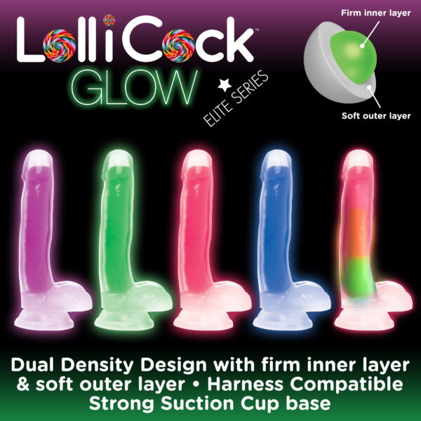 7 Inch Glow-in-the-Dark Rainbow Silicone Dildo with Balls-7