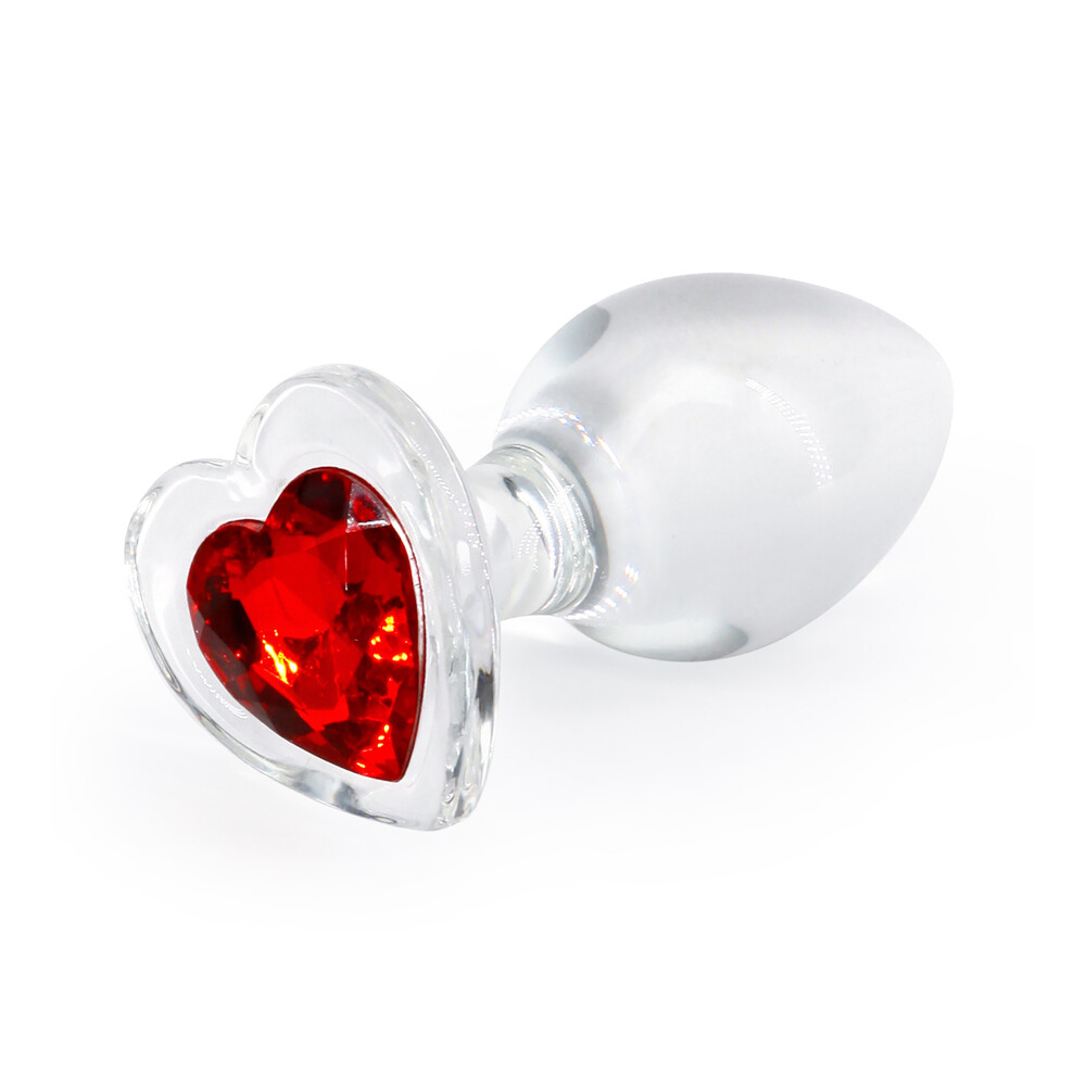 Crystal Desires Glass Heart Medium Butt Plug-10