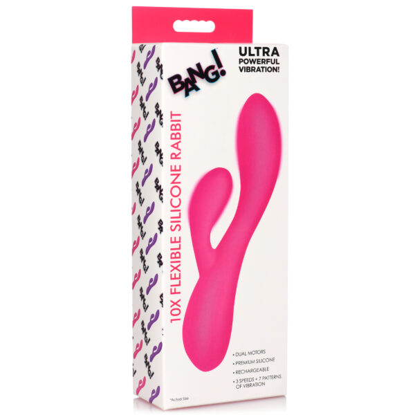 10X Flexible Silicone Rabbit Vibrator - Pink-4