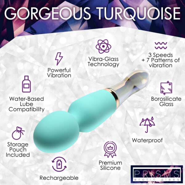 10X Turquoise Dual Ended Silicone and Glass Wand-1