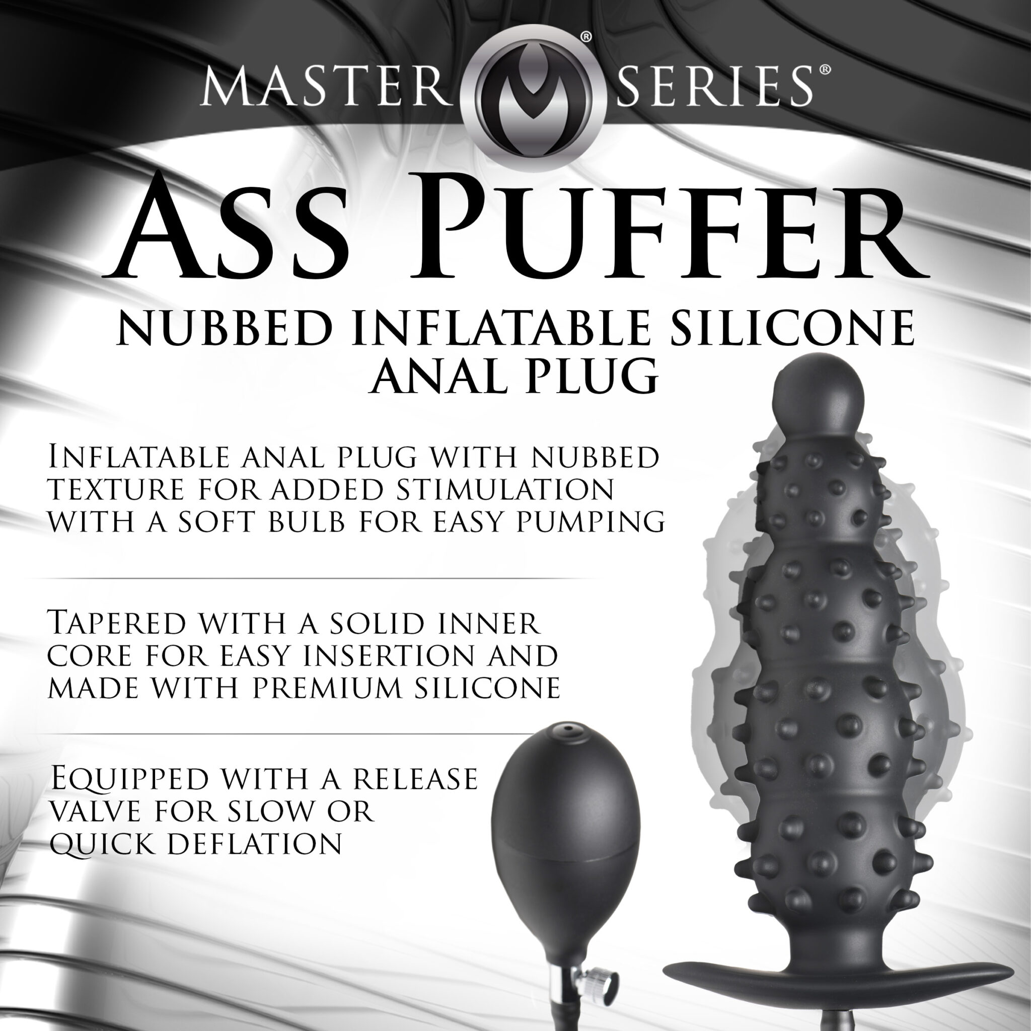 Ass Puffer Nubbed Inflatable Silicone Anal Plug