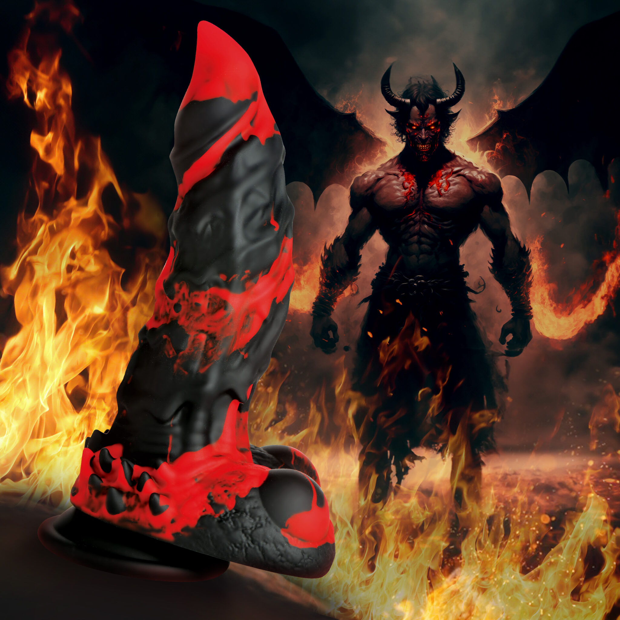 Fire Demon Monster Silicone Dildo-2