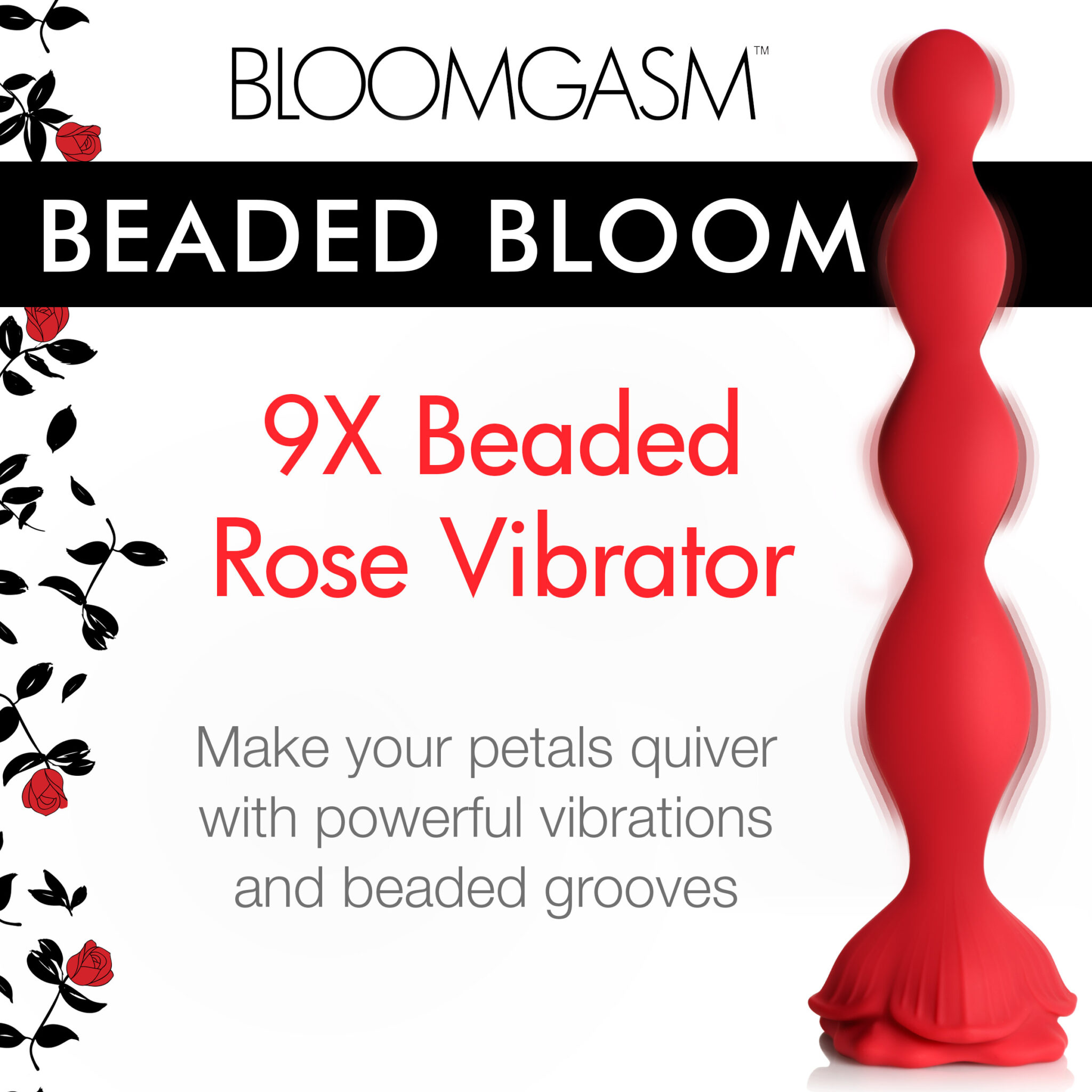 9X Beaded Bloom Silicone Rose Vibrator