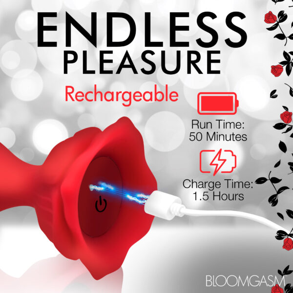 9X Beaded Bloom Silicone Rose Vibrator-3