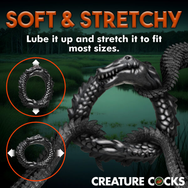 Black Caiman Silicone Cock Ring-4